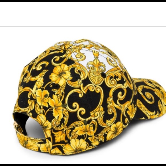Versace Unisex Barocco Hibiscus Print Hat - Picture 11 of 13